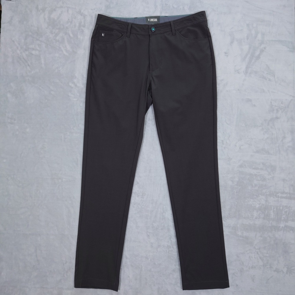 Linksoul Boardwalker Performance Golf Pants Men 33 (34x31 Gray 5-Pocket Stretch